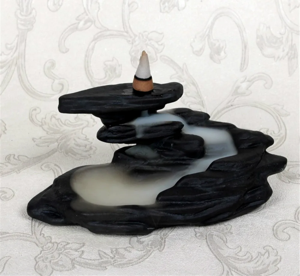 

2021 new creative mountain waterfall incense burner ceramic stick incense burner cone return incense burner decorative fragrance