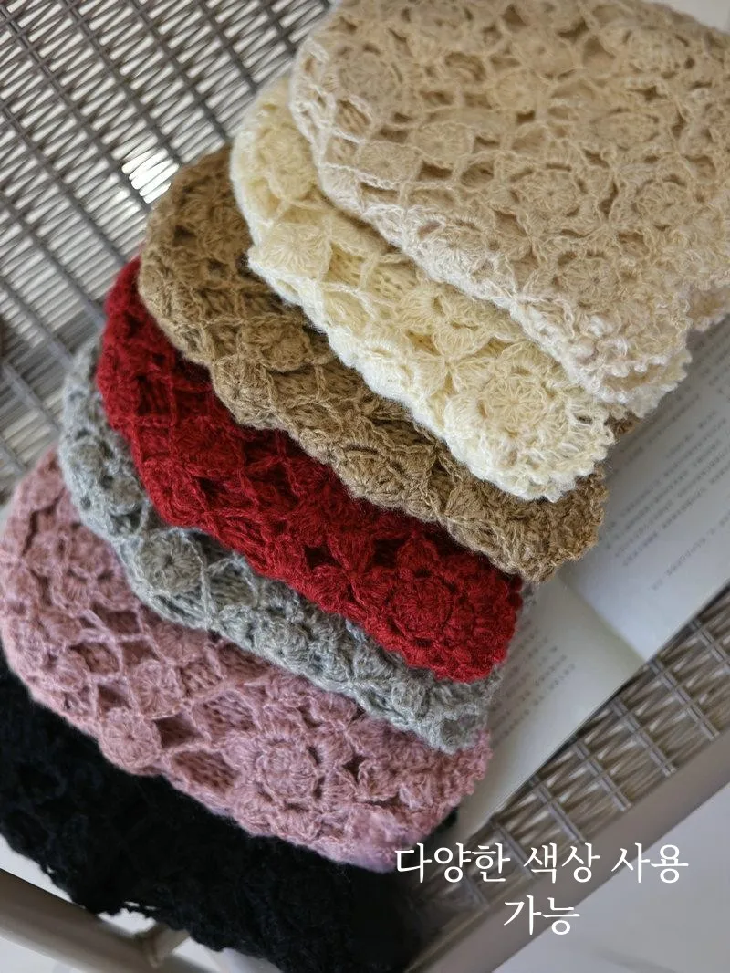 Hat Sle Autumn and Winter Double-Layer Hollow Flower Handmade Woolen Cap Warm All-Match Retro Temperament Knitted Toque Women