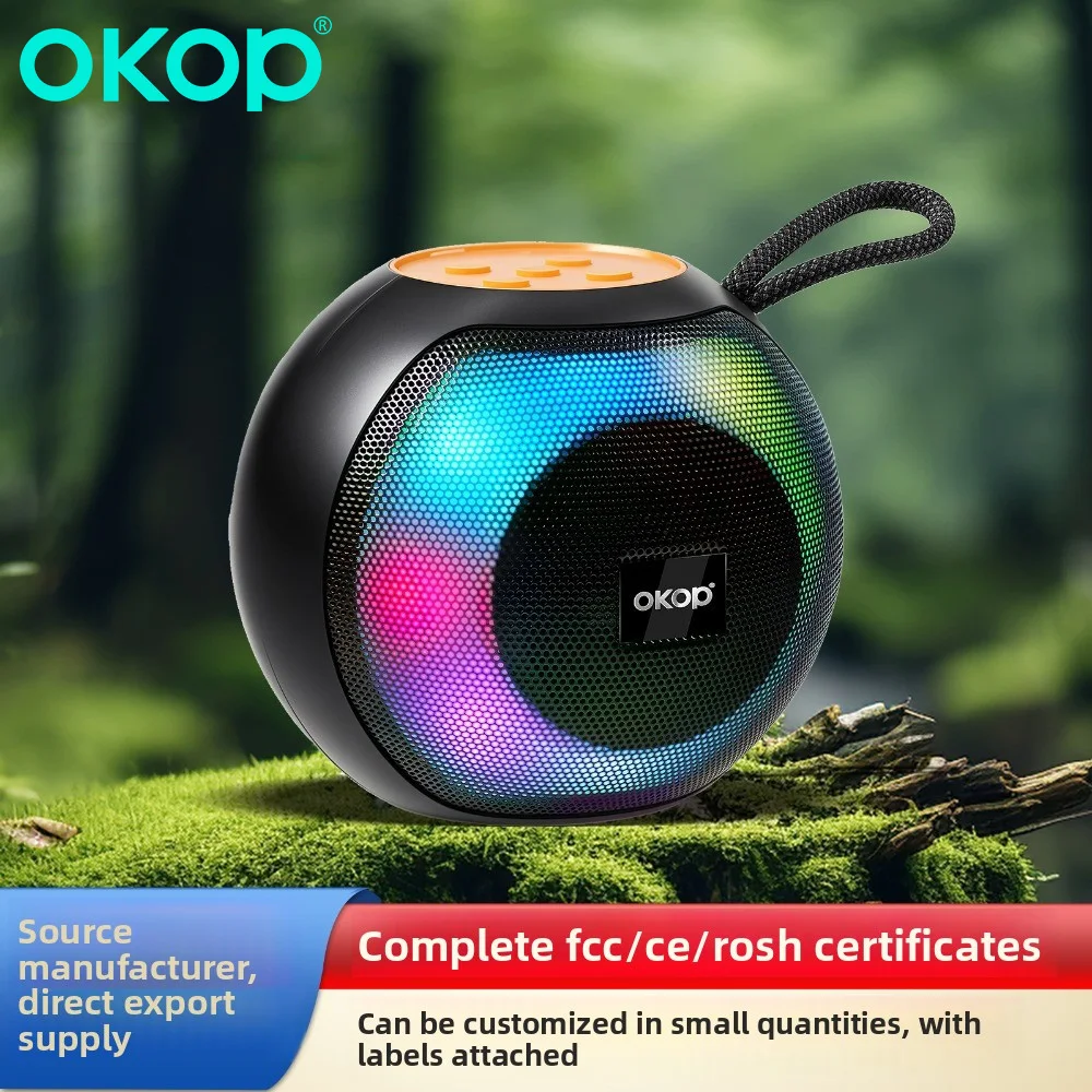 Фото OKOP Беспроводной Bluetooth-динамик, уличный водонепроницаемый IPX 8, TWS/AUX/FM, портативный домашний велосипедный квадратный динамик, AI-динамик caixa de som №1