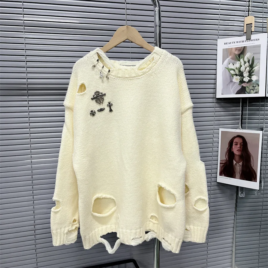 

SuperAen Unique Design Pullover Sweater for Women Autumn and Winter 2022 New Oversize Style Knitwear Pullover