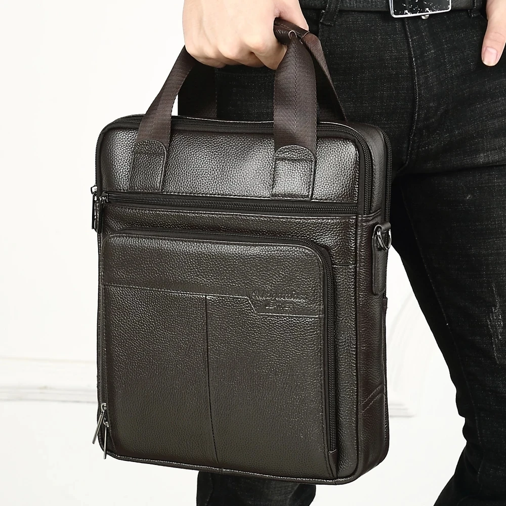 Genuine Leather Business Briefcase Men Travel Shoulder Messenger Bags Male Document Handbags Laptop Computer Bag