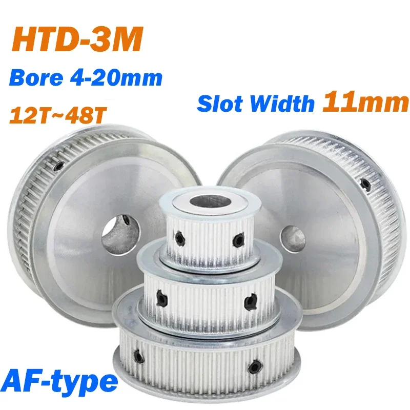 

HTD-3M Шкив ремня ГРМ AF-типа 12T/14T/15T/16T/17T/18T/19T/26T/28T/38T/44T/48T Отверстие 4-20 мм для ремня ГРМ шириной 10 мм
