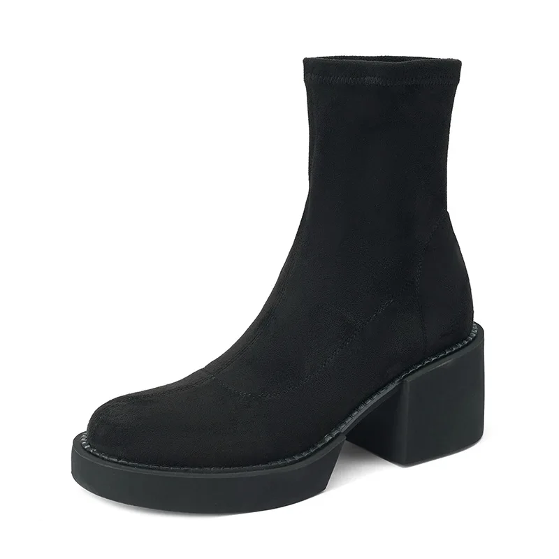 

Heels Socks Boots for Women 2022 New Stretch High Heel Faux Suede Ankle Boots Fashion Platform Boots Women's Botas De Mujer