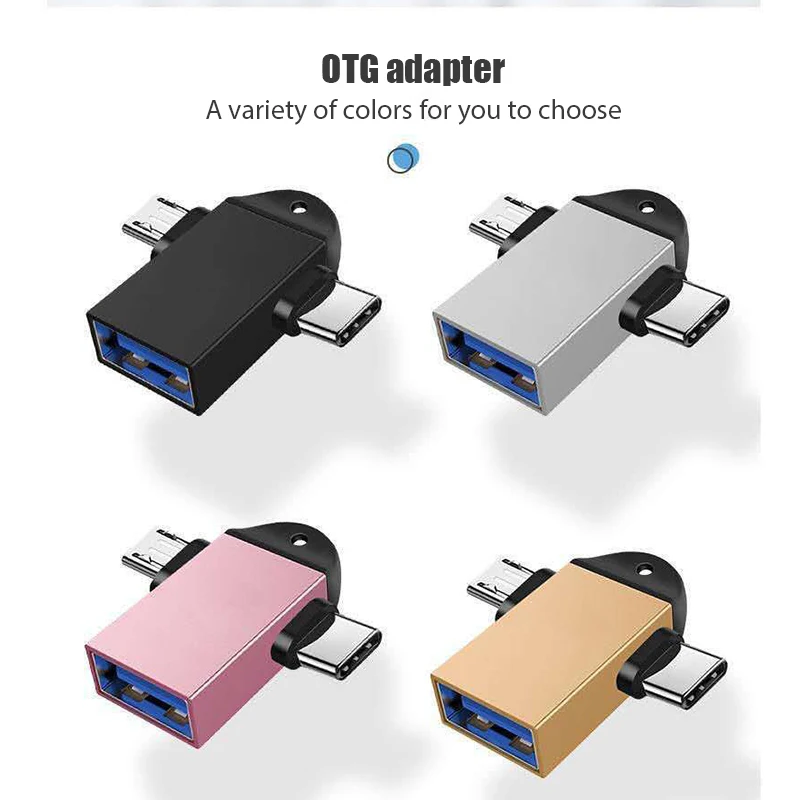 

Адаптер OTG 2 в 1 с USB 3,0 «Мама» на Micro USB «папа» и «папа» типа c «папа» из алюминиевого сплава, конвертер для Go xiaomi samsung
