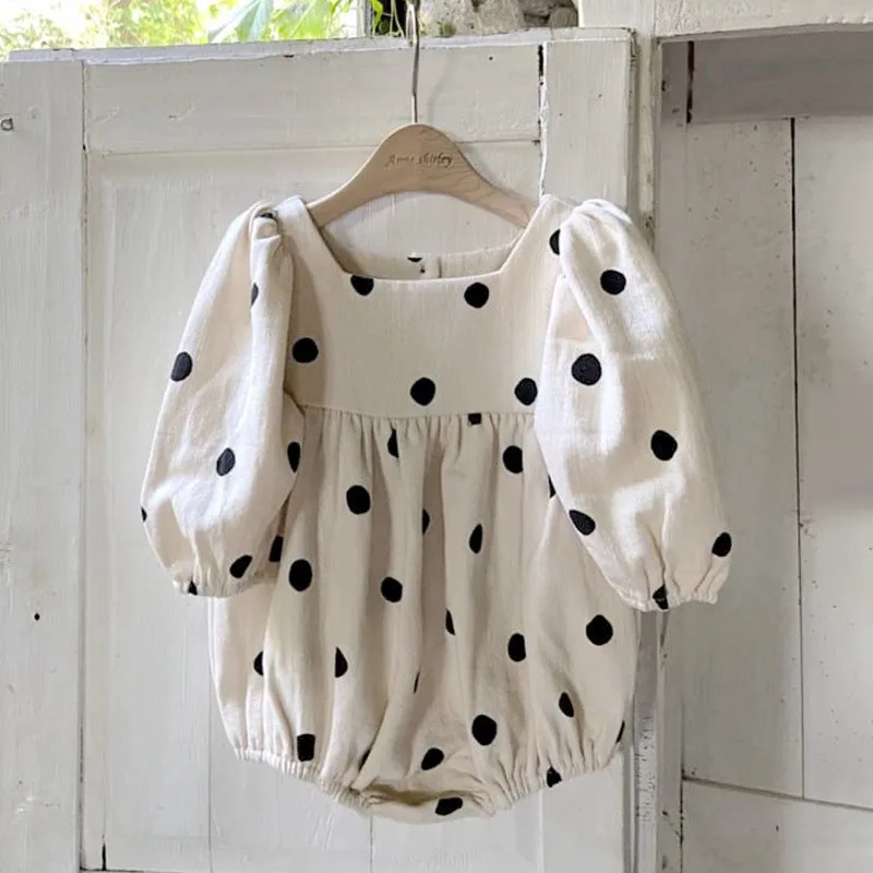 

2021 Autumn New Baby One Piece Newborn Bodysuit Polka Dot Infant Girls Cotton Clothes Toddler Kids Long Sleeve Jumpsuit 0-24M