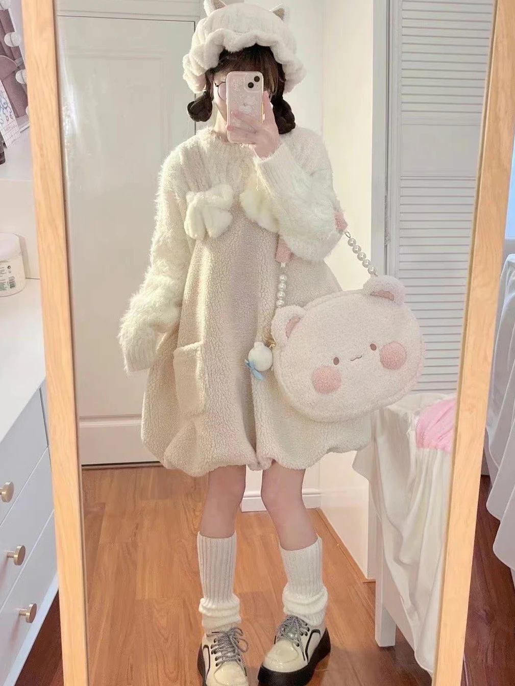 Осенне-зимняя Мягкая юбка coalfall baa с овечьими цветами Милая из искусственной