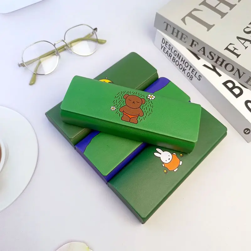 Miffy Rabbit новая кавайная мультяшная коробка для очков зеленая портативная легкая