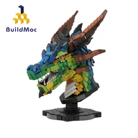 moc power symbol zodiac heads colorful dragon head building blocks set dragon display statue toys for children kid birthday gift
