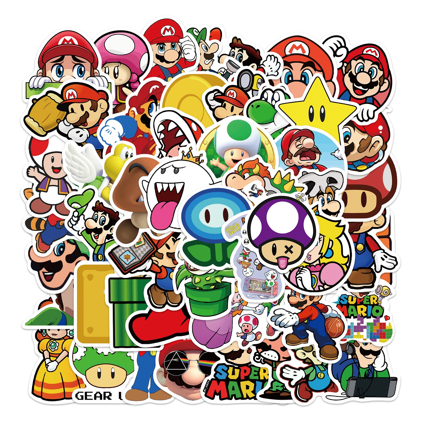 

50pcs Super Mario Mario Anime Cartoon Graffiti Stickers Mug Suitcase Helmet Computer Waterproof Stickers Toys Paty Decorations