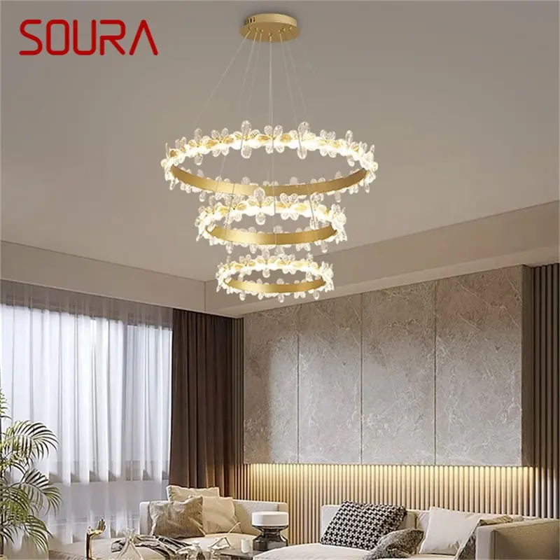

SOURA Nordic Pendant Lights Gold Contemporary Luxury Crystal LED Lamp Fixture For Home Decoration