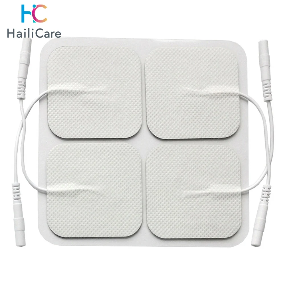 

20Pcs/lot 4x4cm Ems Nerve Muscle Stimulator Silicone Gel Electrode Pads Tens Electrodes Digital Therapy Machine Massage 2mm Plug