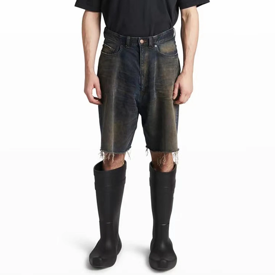 Шорты мужские джинсовые с широкими штанинами