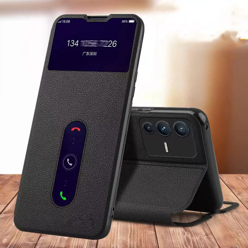 Чехол для Vivo V23 5G Роскошь Окно просмотра Стенд Кожа Чехол-флип V 23 V2130 V2303 телефона