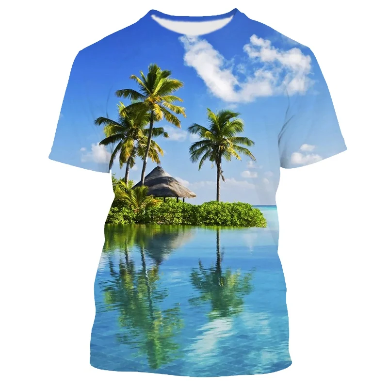 

Jumeast 3D Футболка с принтом пальмы Гавайский пляж морской пейзаж повседневные забавные Графические футболки мужские Y2K Молодежная жизненная уличная одежда