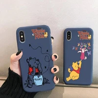 disney cute bear winnie the pooh phone case for iphone 13 12 mini 11 pro xs max x xr 7 8 6 plus candy color blue soft silicone