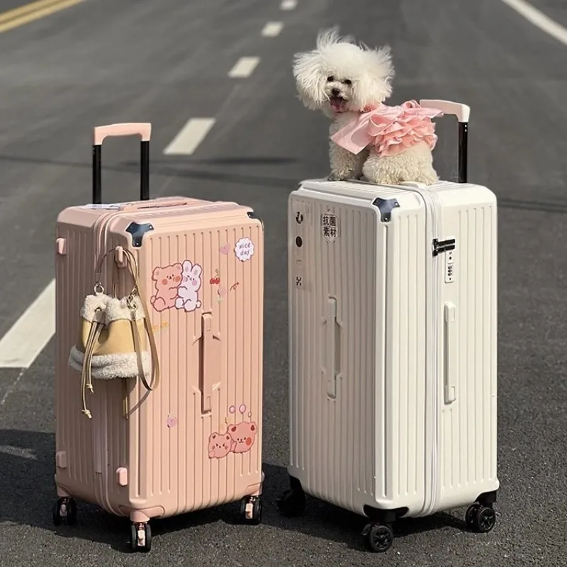 

Large Suitcase Unisex Rolling Luggage Cabin Holiday Travel Anti-Fall Password Package Outing Carry on Luggage with Wheels