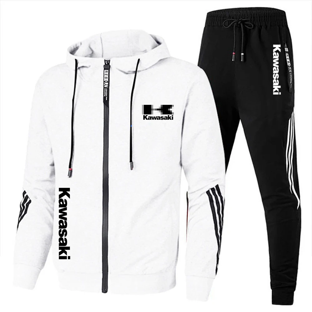 

FOR Kawasaki logo Motorcycle 2023 new men's casual sportswear sportswear hooded printe top trousers