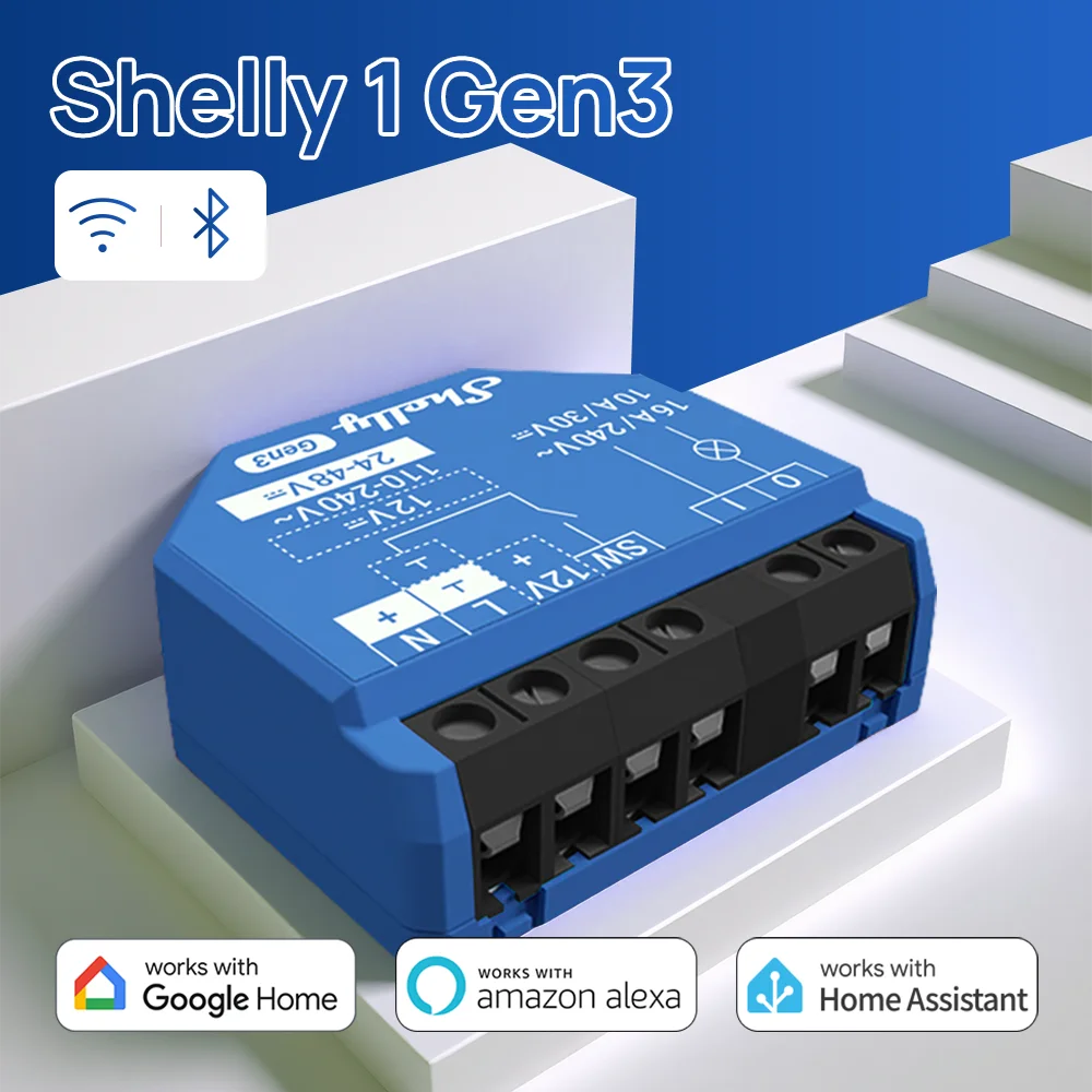 

Shelly 1 Gen3 Wi-Fi умный переключатель 16А