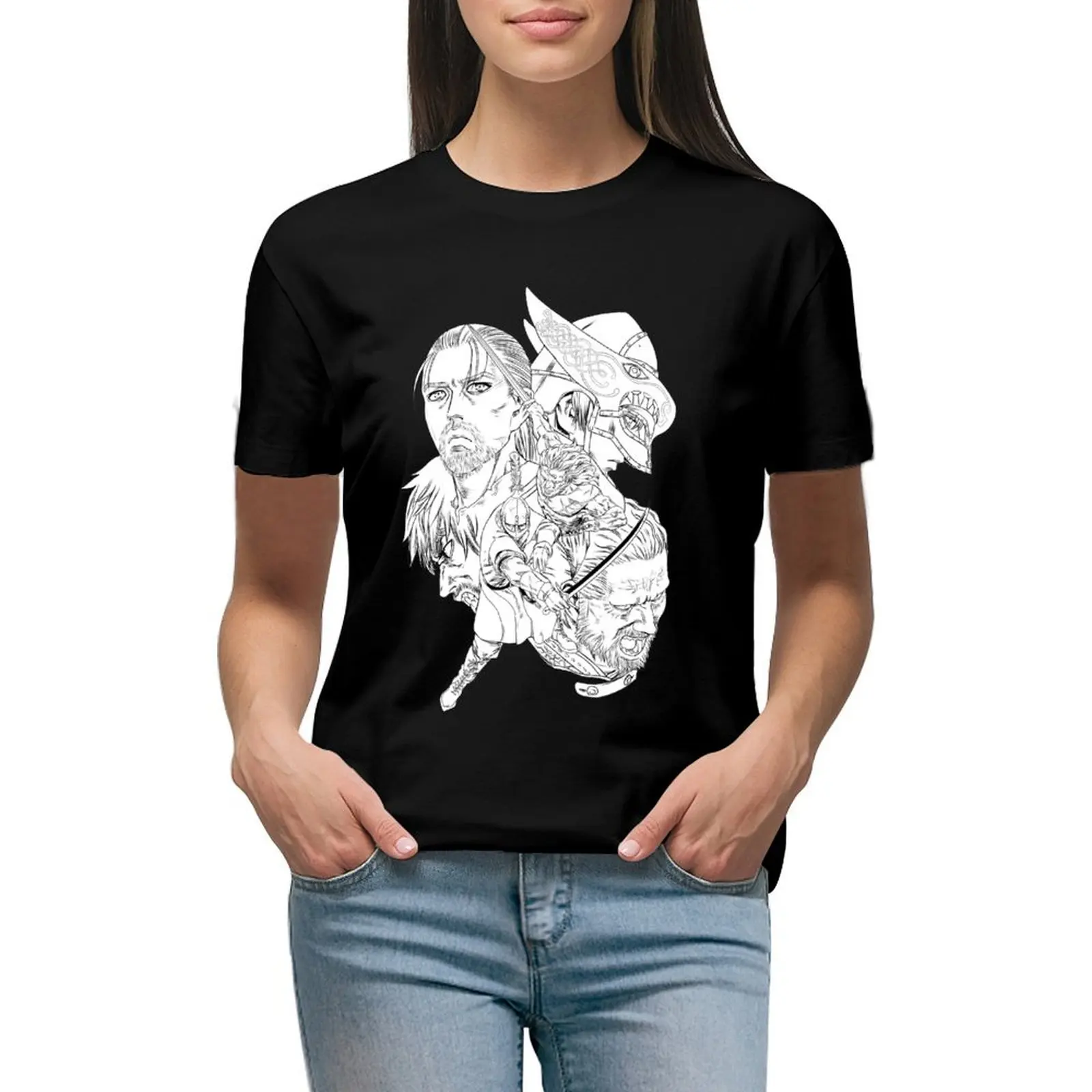 Женская футболка с рисунком VINLAND летняя из аниме белая