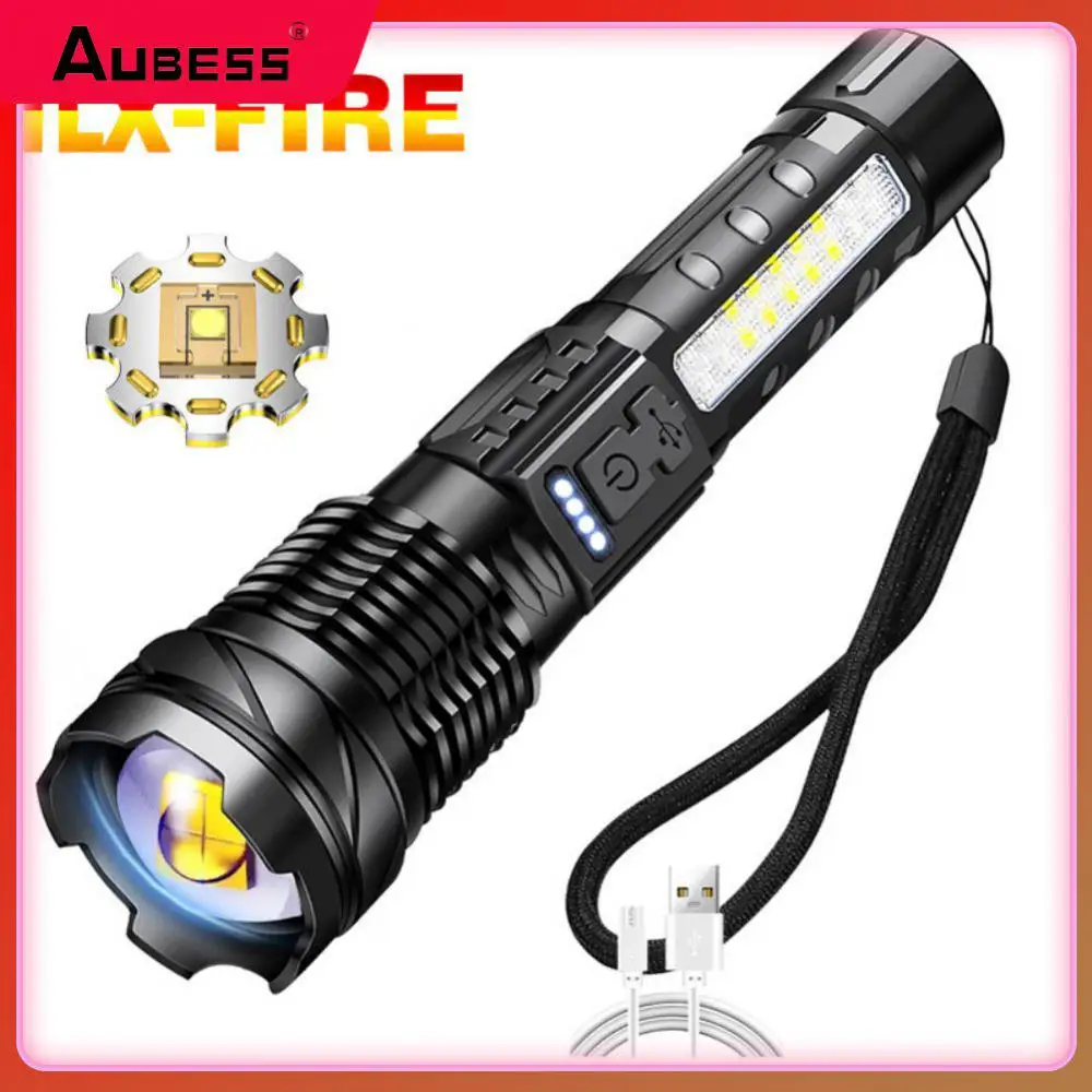 Tactical Usb Type-c Rechargeable Keychain Light Zoom Lamp Battery Torch Emergency Spotlights Spotlights Flashlight Waterproof