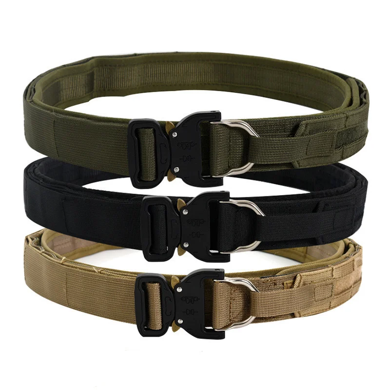

Double Layer Thickened Tactical Belts Men Military Army Belt Metal Buckle Training Gear Outdoor Hunting Nylon Belt Accessories