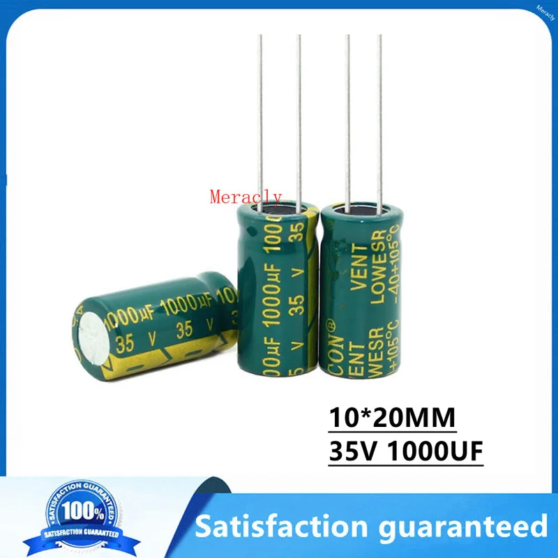 

100PCS 35V 1000UF 10 * 20mm 1000uf 35v pElectrolytic capacitor ower supply special high-frequency crystal 20% Low impedance