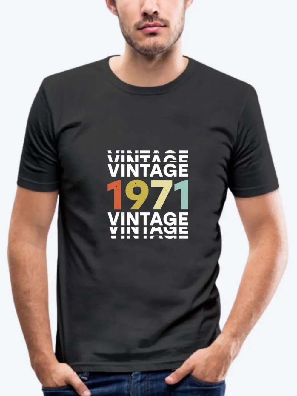 

Limited Edition Vintage 1971 Men Tee Shirts Classic Art Print Retro Aged Short Sleeve Tees Birthday Gift idea for Father Husband