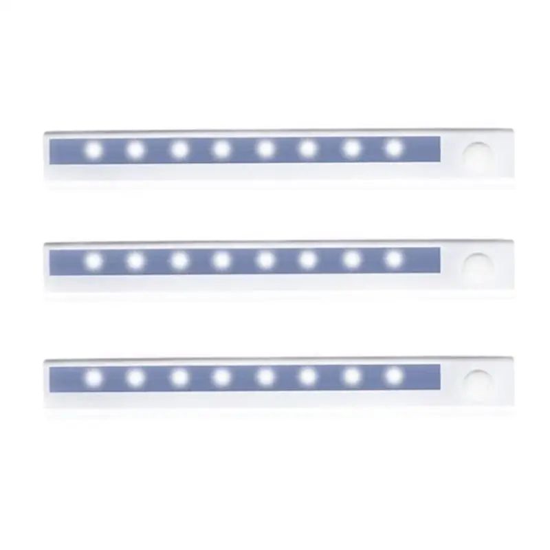 

3PC LED Strip Sensor Light Intelligence Body Infrared Induction White Light Closet Kitchen Cabinet Night Lamp