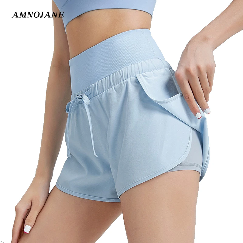 

Фитнес-шорты Женские спортивные шорты с высокой талией Drawstring Gym Short Push Up Dry Fit 2 в 1 Упражнения Розовые шорты Женские наряды