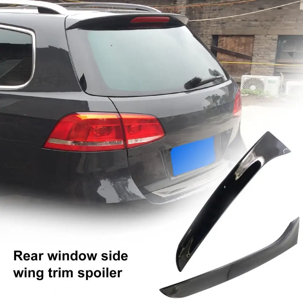 

2Pcs Rear Window Spoiler Durable Anti-scratch Bright Black Waterproof Side Wing Spoiler for VW Magotan-Passat B7 Wagon11-15