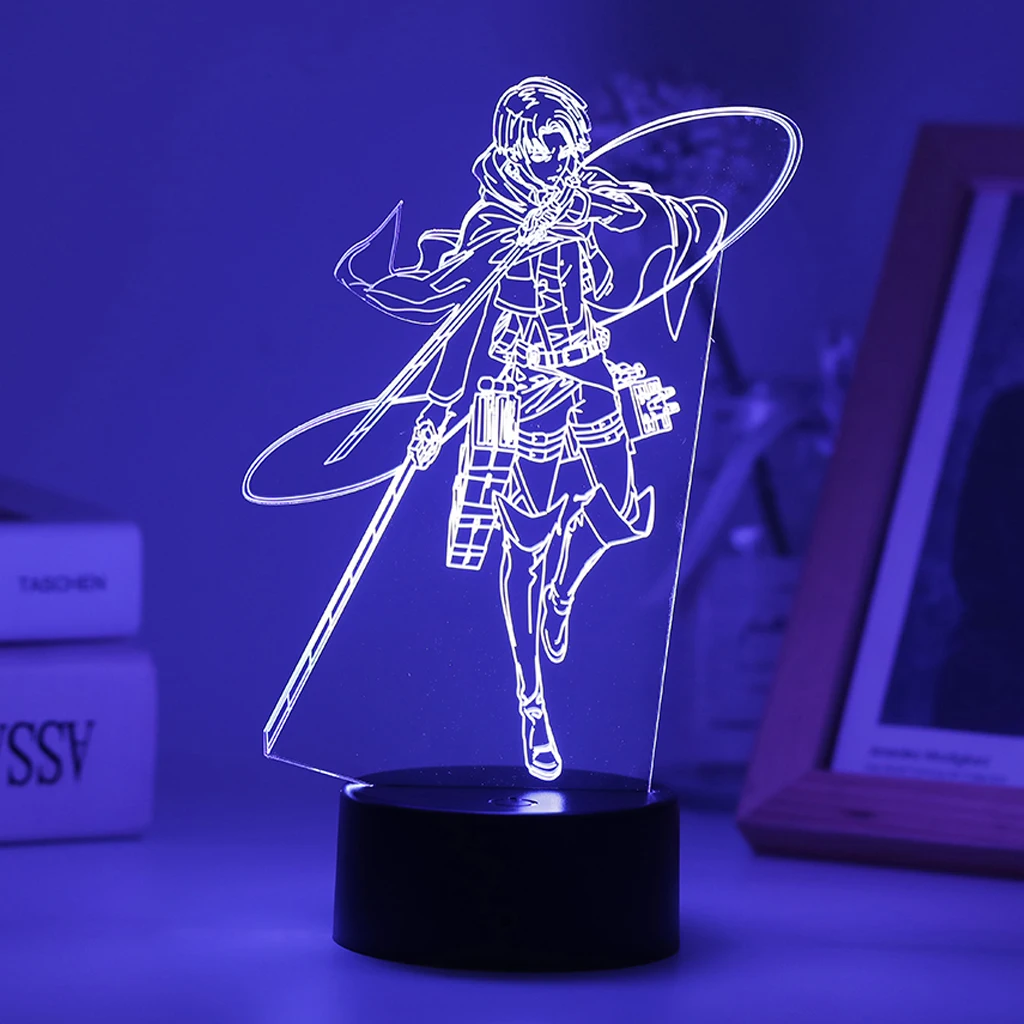 

Anime 3D Led Night Light Attack on Titan Lamp Zero Two For Room Decor Kid Birthday Party Gift My Hero Academia Levi Dropshipping