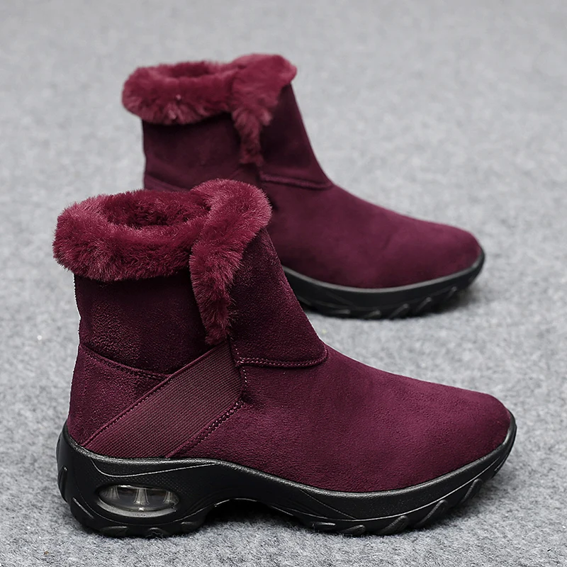 STRONGSHEN Women Fashion Snow Boots Slip On Platform With Heels Wear Resistance Fur Ankle Boots Botas Mujer Winter Boots