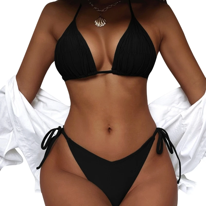 

Женский треугольный комплект бикини, женский модный комплект бикини с лямкой на шее, купальник из двух предметов