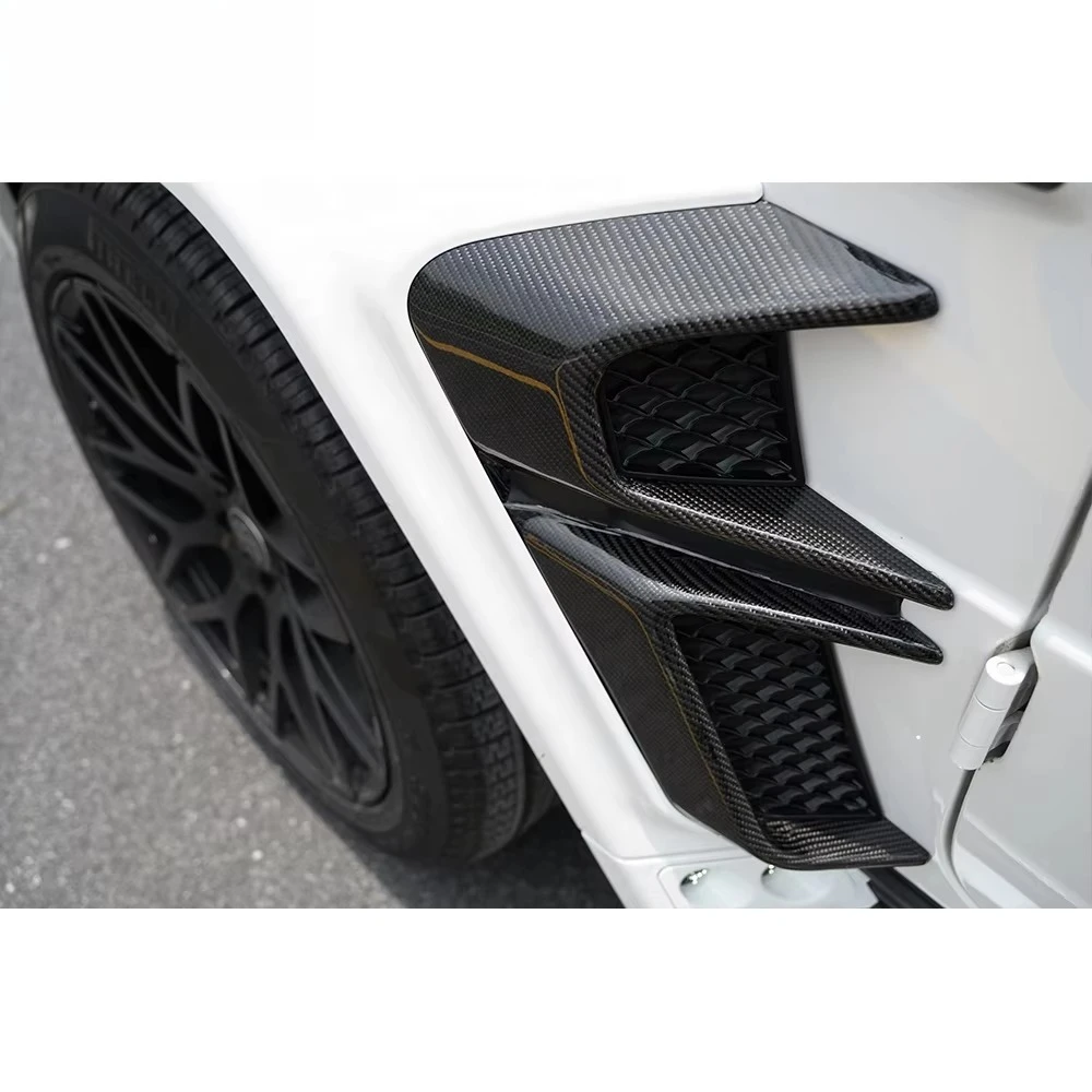Фото Для Mercedes-Benz G-класса W464 W463A, 4 шт. внешних аксессуаров из сухого карбона: накладки на вентиляционные отверстия над крылом №5