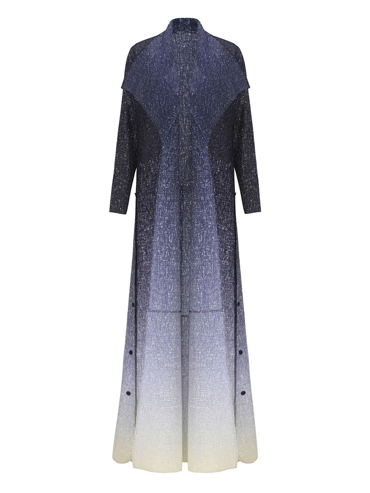 Женский Длинный свободный Тренч GVUW плиссированная ветровка с отложным