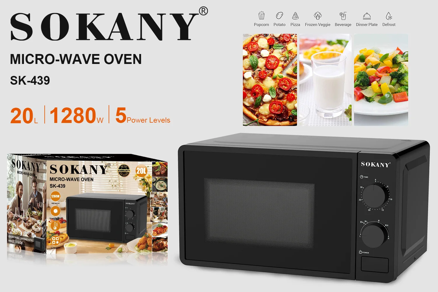 SOKANY 10013 TOASTER OVEN с грилем 40л Белая микроволновая печь Техника