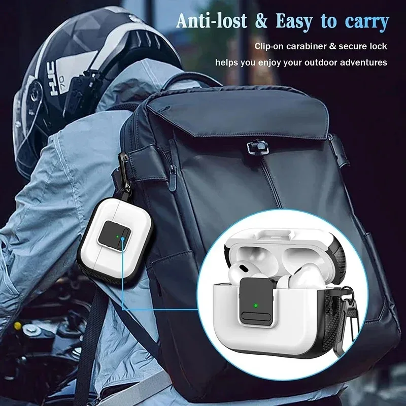For Airpods Pro 2 Generation 2nd 1st Case With Secure Lock Magnetic Protetive Hard Cover Keychain 3