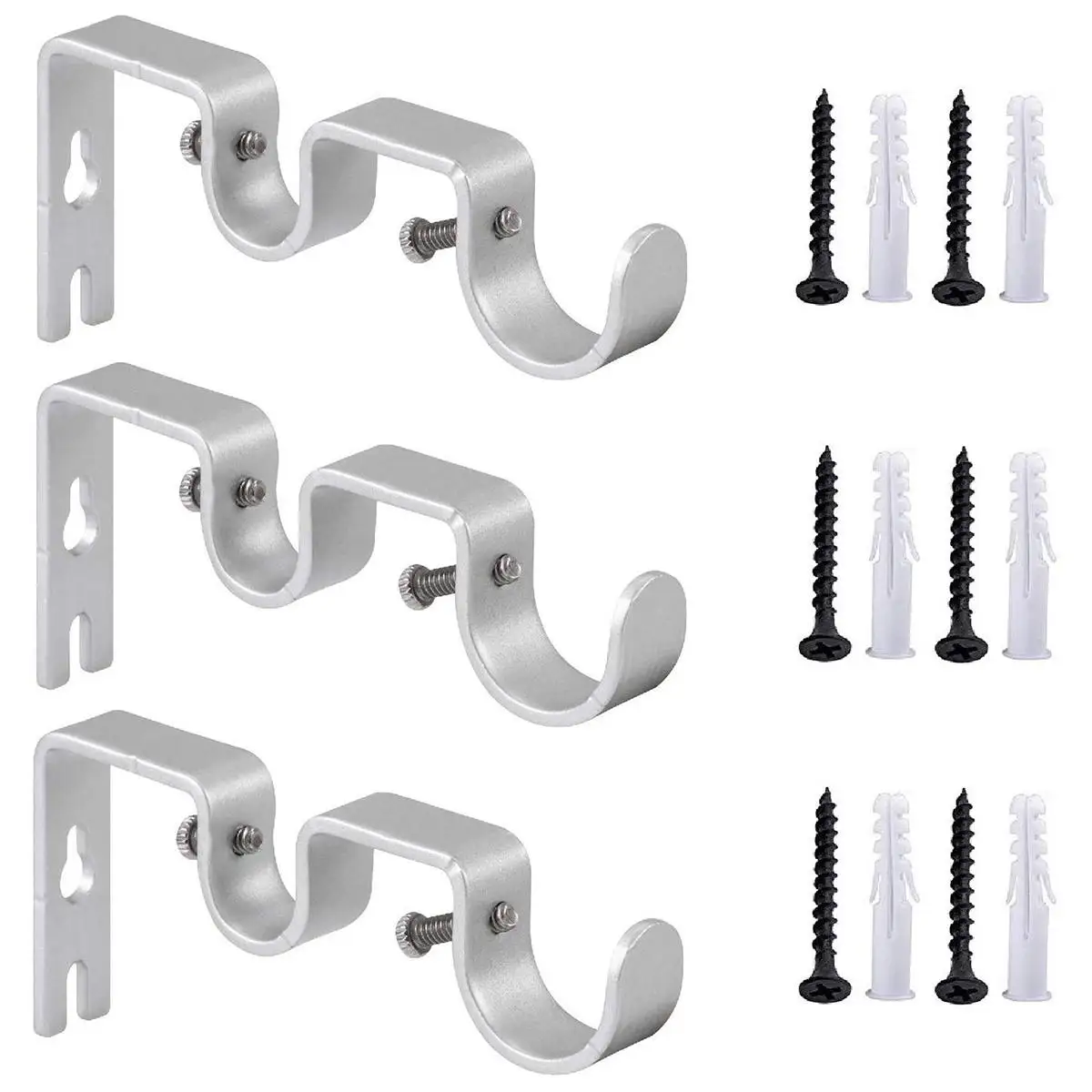 

3 шт. двойной держатель для карниза, кронштейн, регулируемый настенный зажим для занавески, подвесная стойка, крючок, высокое качество