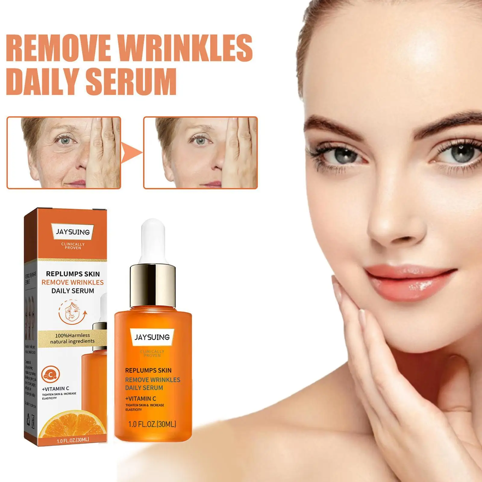 

Instant Wrinkle Remover Serum Vitamin C Anti-Aging Moisturizing Lifting Firming Skin Fade Fine Lines Face Essence 30ml