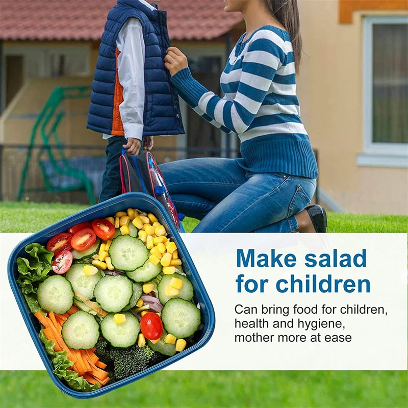 Фото Portable Salad Lunch Container Salad Bowl 2 Compartments with Large Bento Boxes Salad Bowls Lunch Box Lunch Container For Food №3