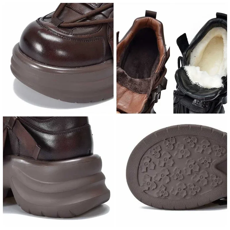 Ботильоны женские кожаные на танкетке