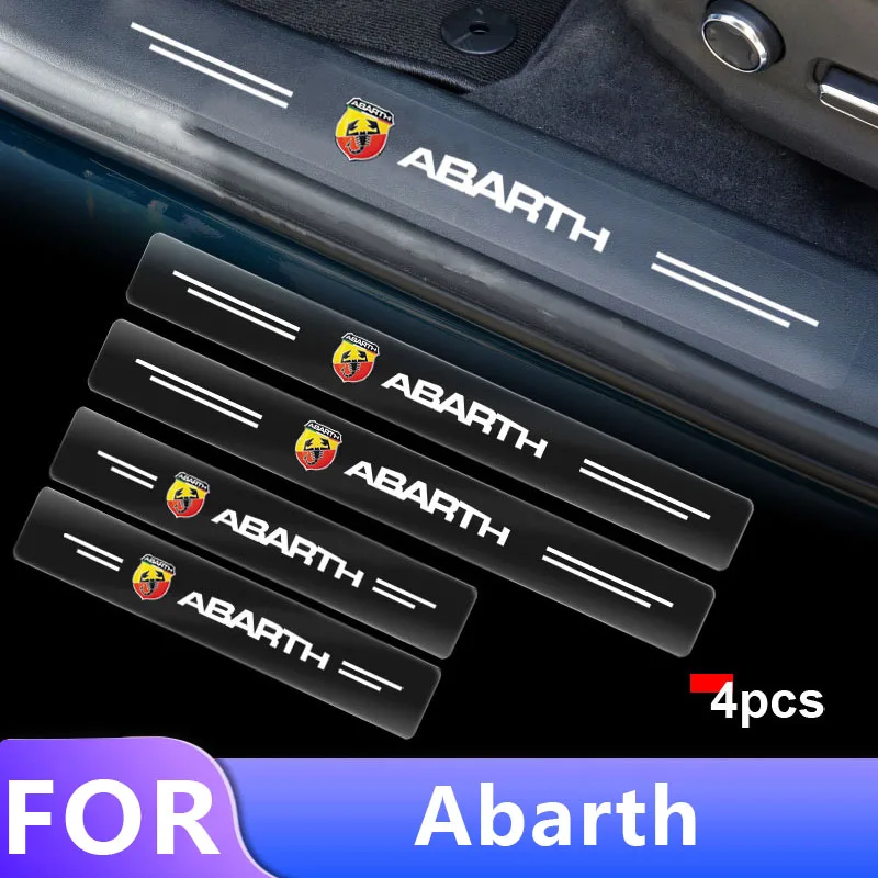 

4pcs Car Transparent Threshold Pedal Protection Sticker Goods For Abarth Accessories 500 595 124 Competizione Carbono Punto Evo