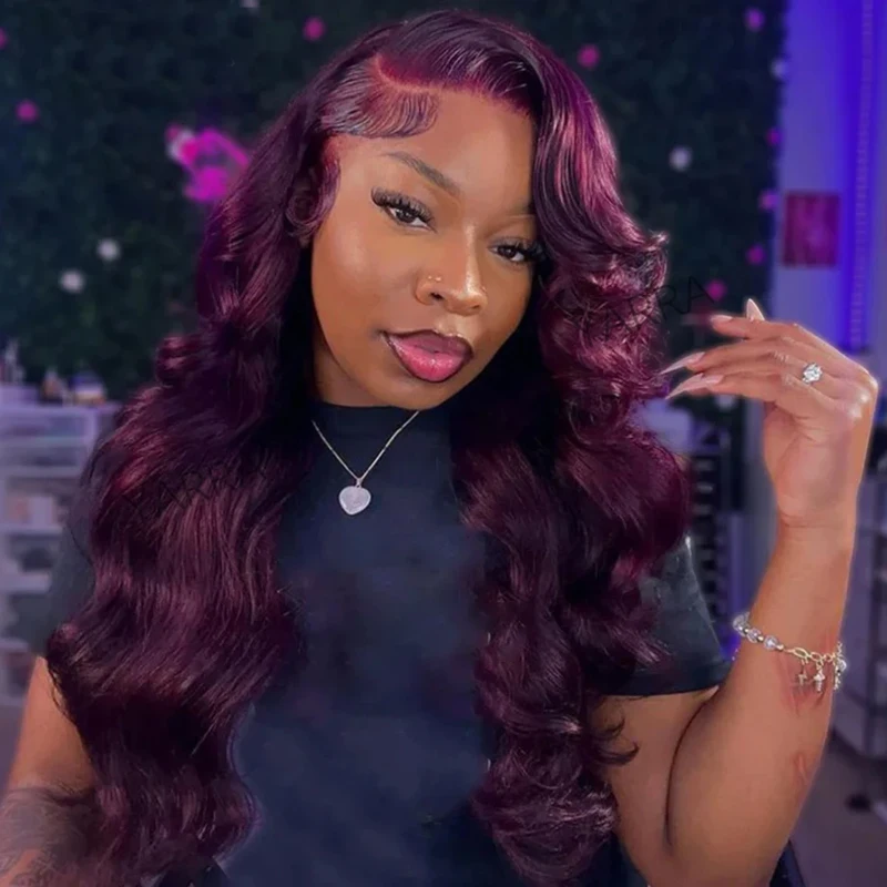 Темно-фиолетовый предварительно сорванный объемная волна 13x4 кружевные