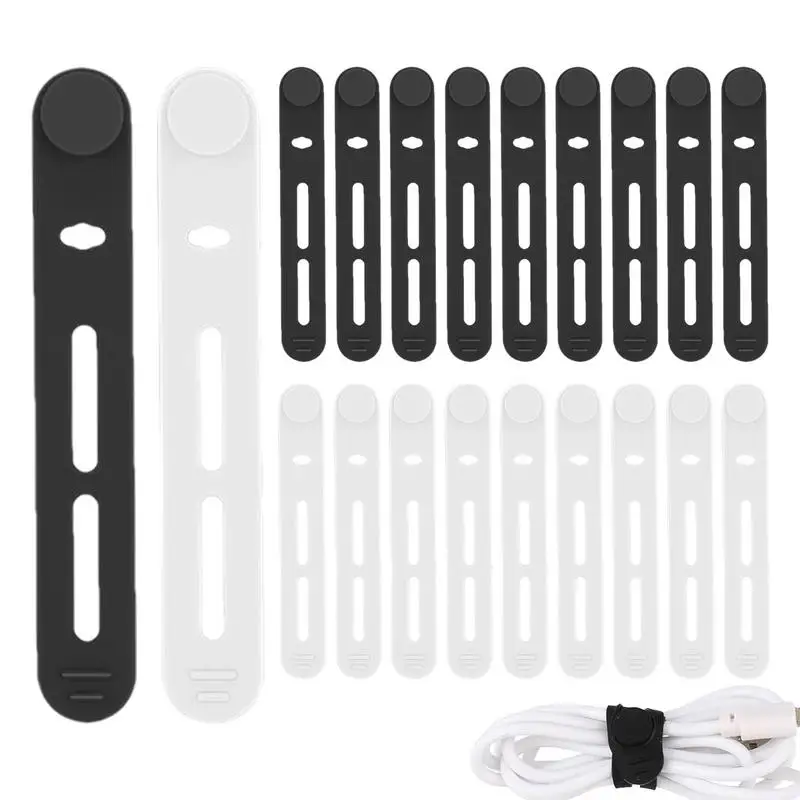 20 шт. силиконовые Многоразовые стяжки-органайзеры для кабелей