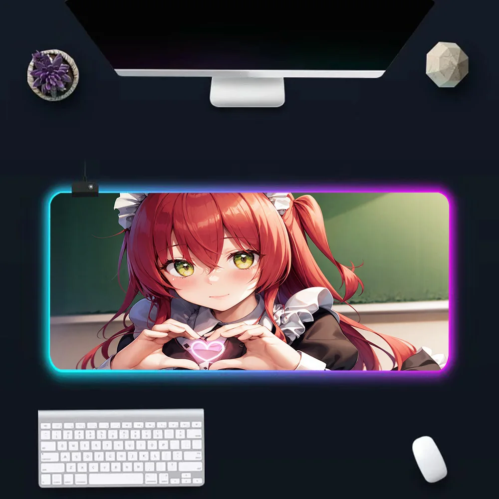 

Anime Bocchi the Rocks RGB Pc Gamer Keyboard Mouse Pad Mousepad LED Glowing Mouse Mats Rubber Gaming Computer Mausepad