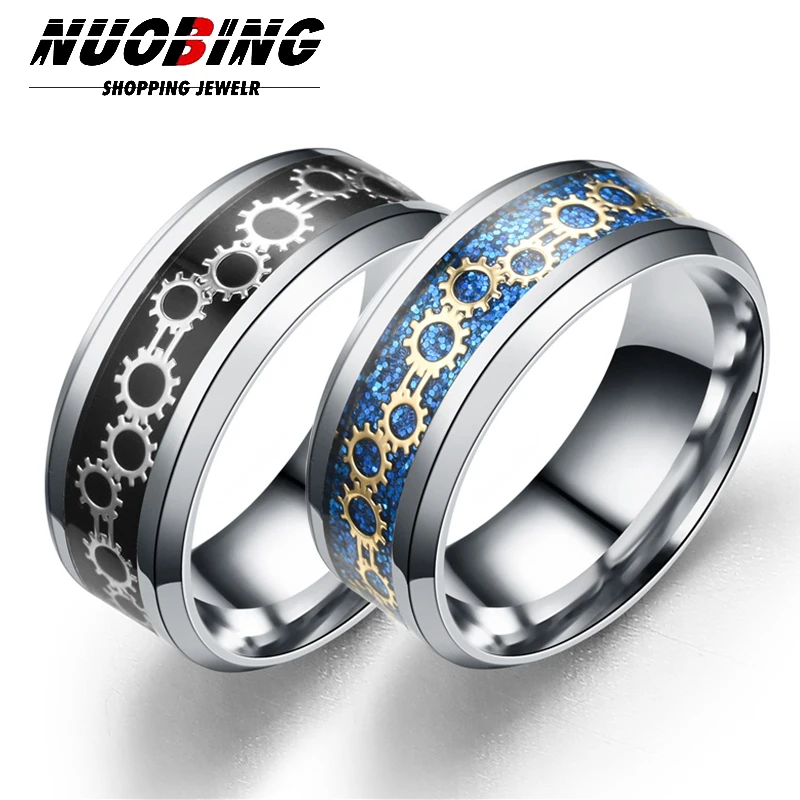 

Punk Steam Tool Gear Men's and Women's Ring 8MM Fashion Y2K Style 316L Stainless Steel Wedding Charm Jewelry Gift