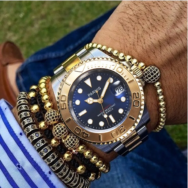 

Мужские автоматические механические часы Parnis, 40 мм, с сапфировым стеклом