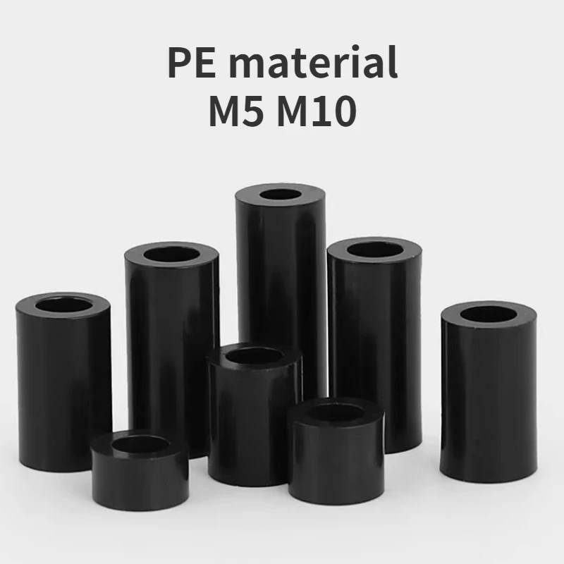 

20/50Pcs PE Plastic Black Nylon Isolation Gasket ABS Straight Column Bushing Washer Round Spacer Flat Pad M5 M10