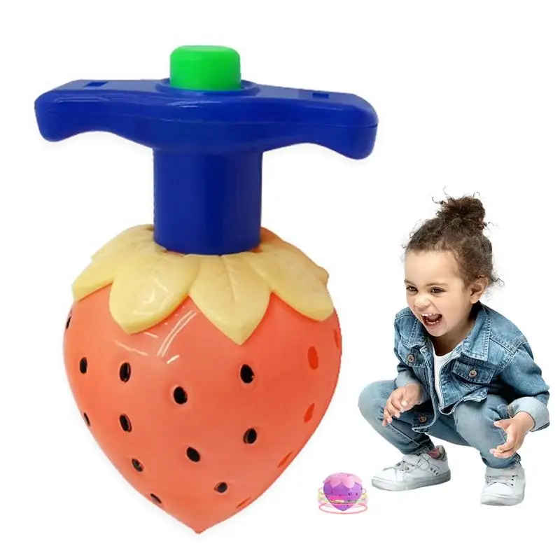 

Spinning Tops Light Up Tops Catapult Top With LED Light Strawberry Shape For Classroom Prizes Party Favor Easter Basket Fillers