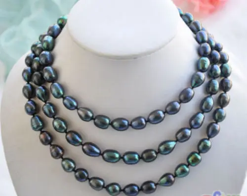 

new 6-7mm New Tahitian Black Natural Pearl Necklace 50" AAA Sweater chain